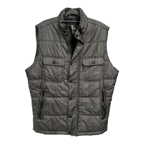 Express Puffer Vest Men Size L Gray Black Full Zip Quilted - Picture 3 of 13